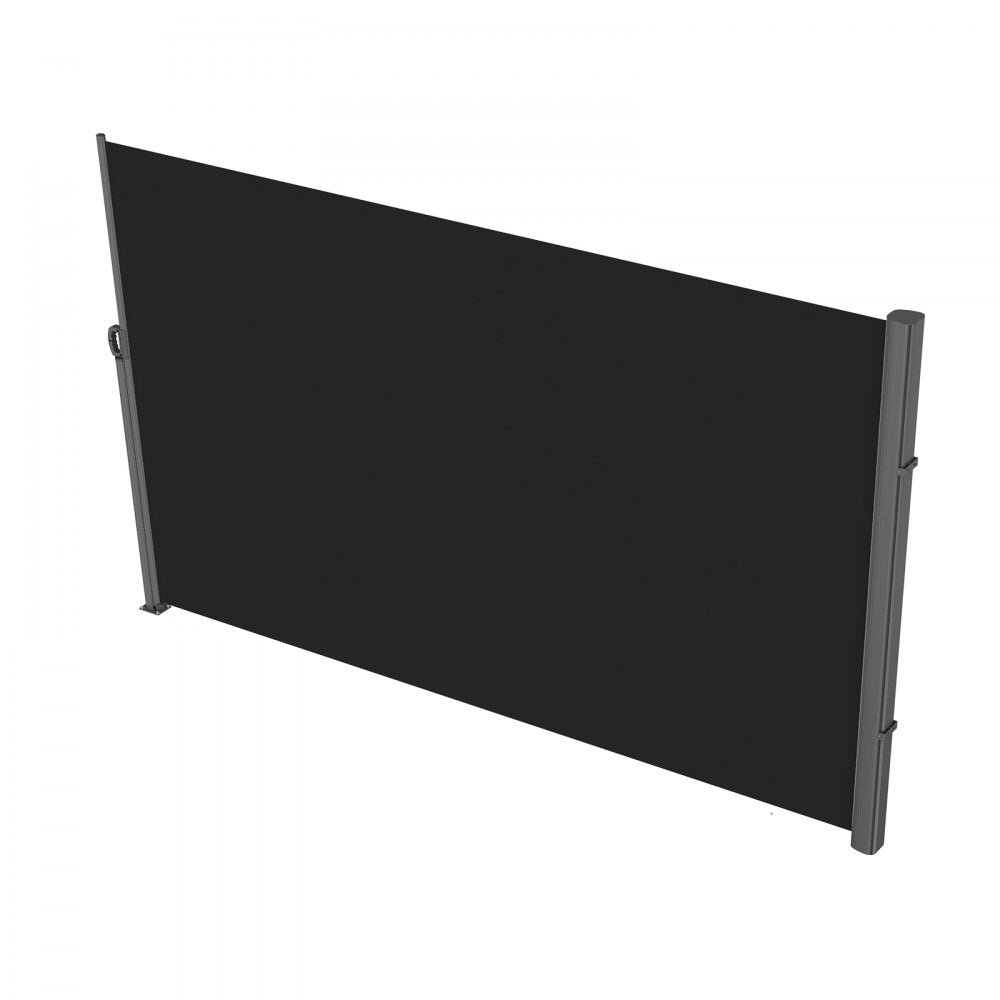 VEVOR Retractable Side Awning, 63''x 118'' Aluminum Outdoor Privacy Screen, 280g Polyester Water-proof Retractable Patio Screen, UV 30+ Room Divider Wind Screen for Patio, Backyard, Balcony, Black