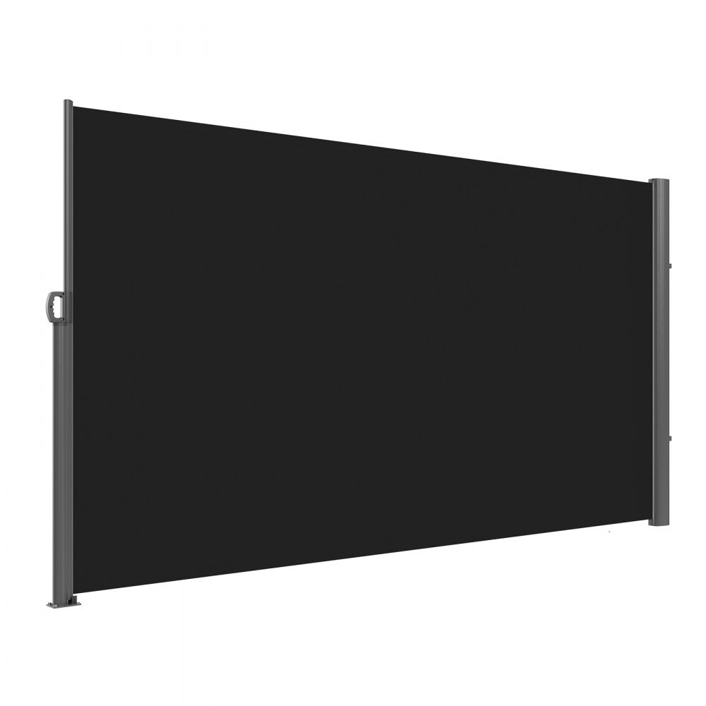 VEVOR Retractable Side Awning, 63''x 118'' Aluminum Outdoor Privacy Screen, 280g Polyester Water-proof Retractable Patio Screen, UV 30+ Room Divider Wind Screen for Patio, Backyard, Balcony, Black
