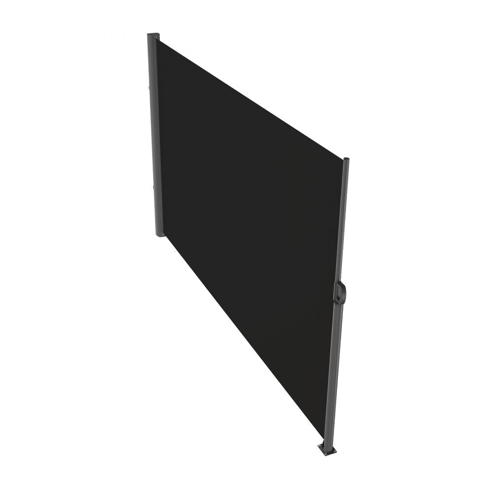 VEVOR Retractable Side Awning, 63''x 118'' Aluminum Outdoor Privacy Screen, 280g Polyester Water-proof Retractable Patio Screen, UV 30+ Room Divider Wind Screen for Patio, Backyard, Balcony, Black