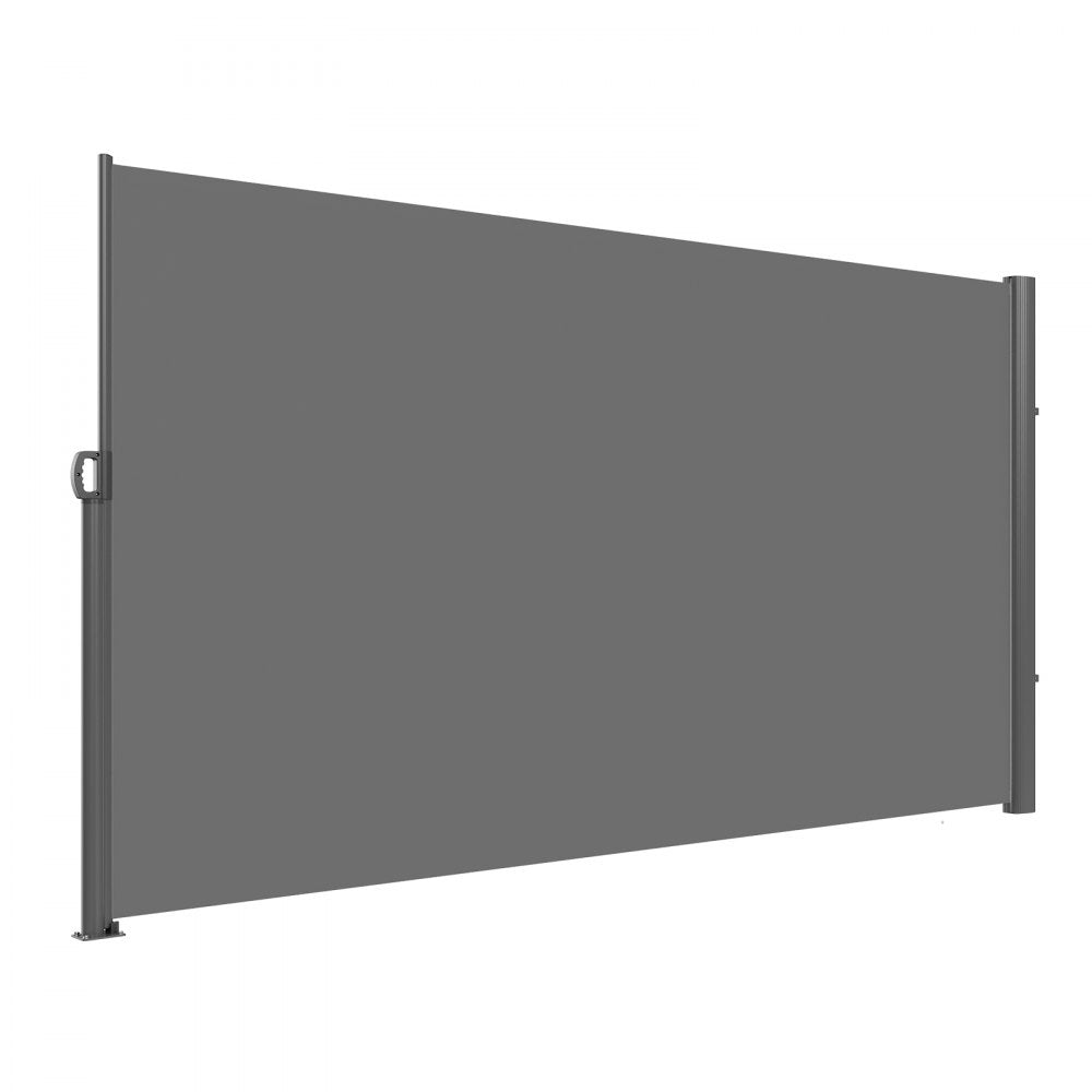 VEVOR Retractable Side Awning, 63''x 118'' Aluminum Outdoor Privacy Screen, 280g Polyester Water-proof Retractable Patio Screen, UV 30+ Room Divider Wind Screen for Patio, Backyard, Balcony, Gray