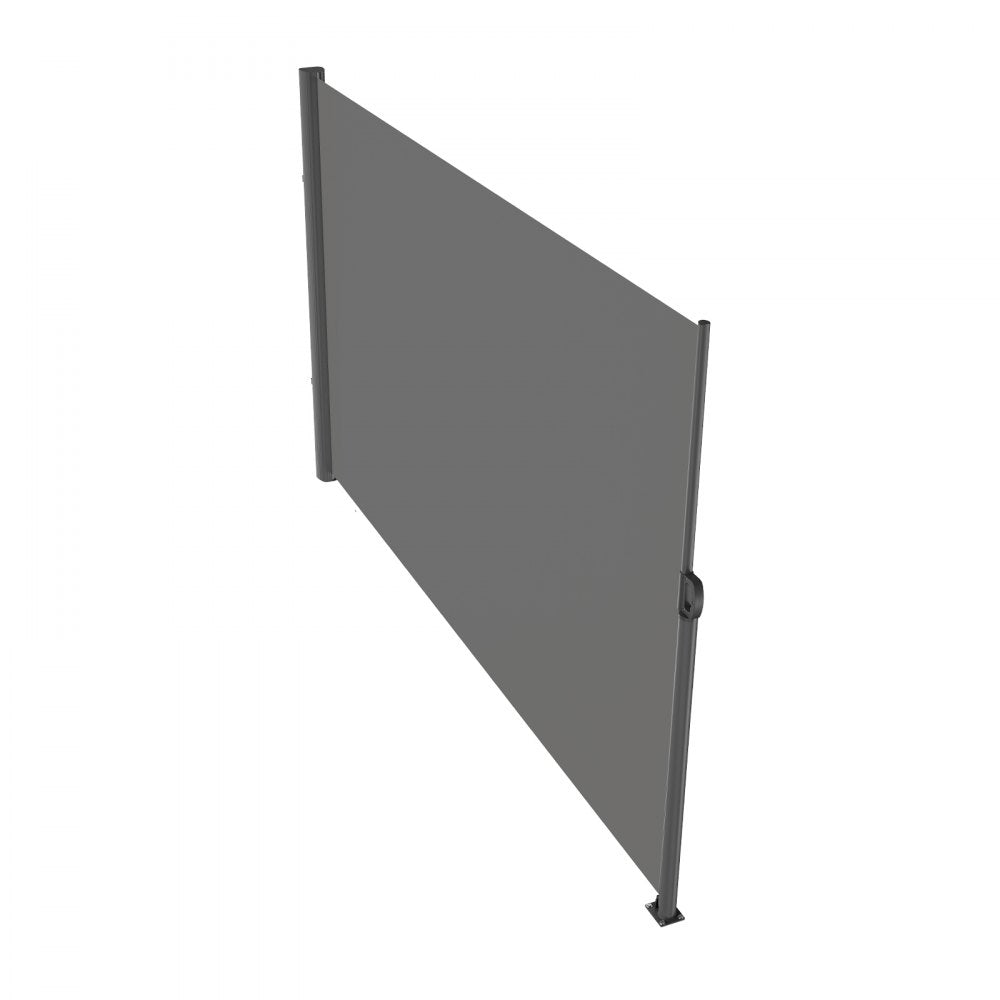 VEVOR Retractable Side Awning, 63''x 118'' Aluminum Outdoor Privacy Screen, 280g Polyester Water-proof Retractable Patio Screen, UV 30+ Room Divider Wind Screen for Patio, Backyard, Balcony, Gray