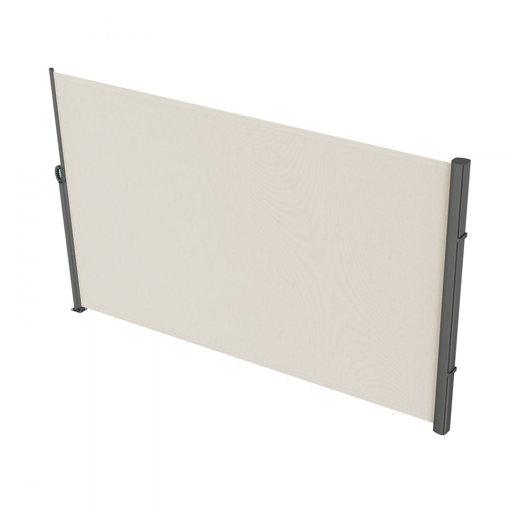 VEVOR Retractable Side Awning, 63''x 118'' Aluminum Outdoor Privacy Screen, 280g Polyester Water-proof Retractable Patio Screen, UV 30+ Room Divider Wind Screen for Patio, Backyard, Balcony, Beige
