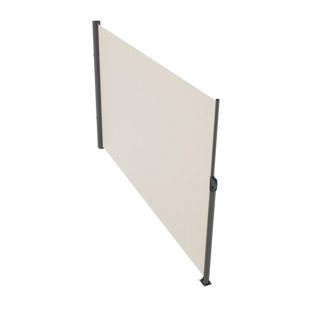 VEVOR Retractable Side Awning, 63''x 118'' Aluminum Outdoor Privacy Screen, 280g Polyester Water-proof Retractable Patio Screen, UV 30+ Room Divider Wind Screen for Patio, Backyard, Balcony, Beige