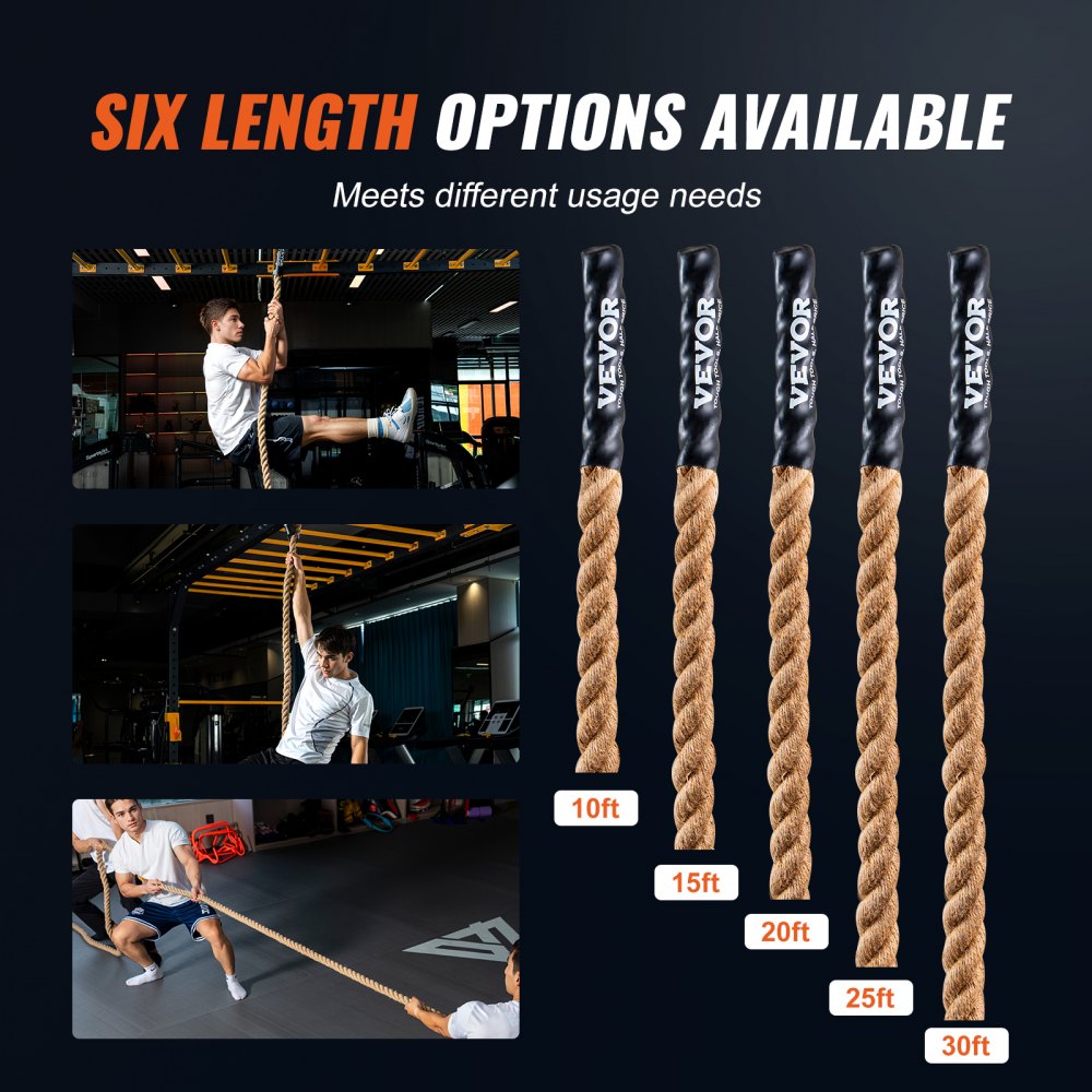 VEVOR Gym Climbing Rope, 1.5" Diameter 25 ft Length Gym Fitness Training Rope, Gym Exercise Workout Rope for Adults, Climbing Rope for Fitness and Strength Training, Climbing Exercise, Home Workout