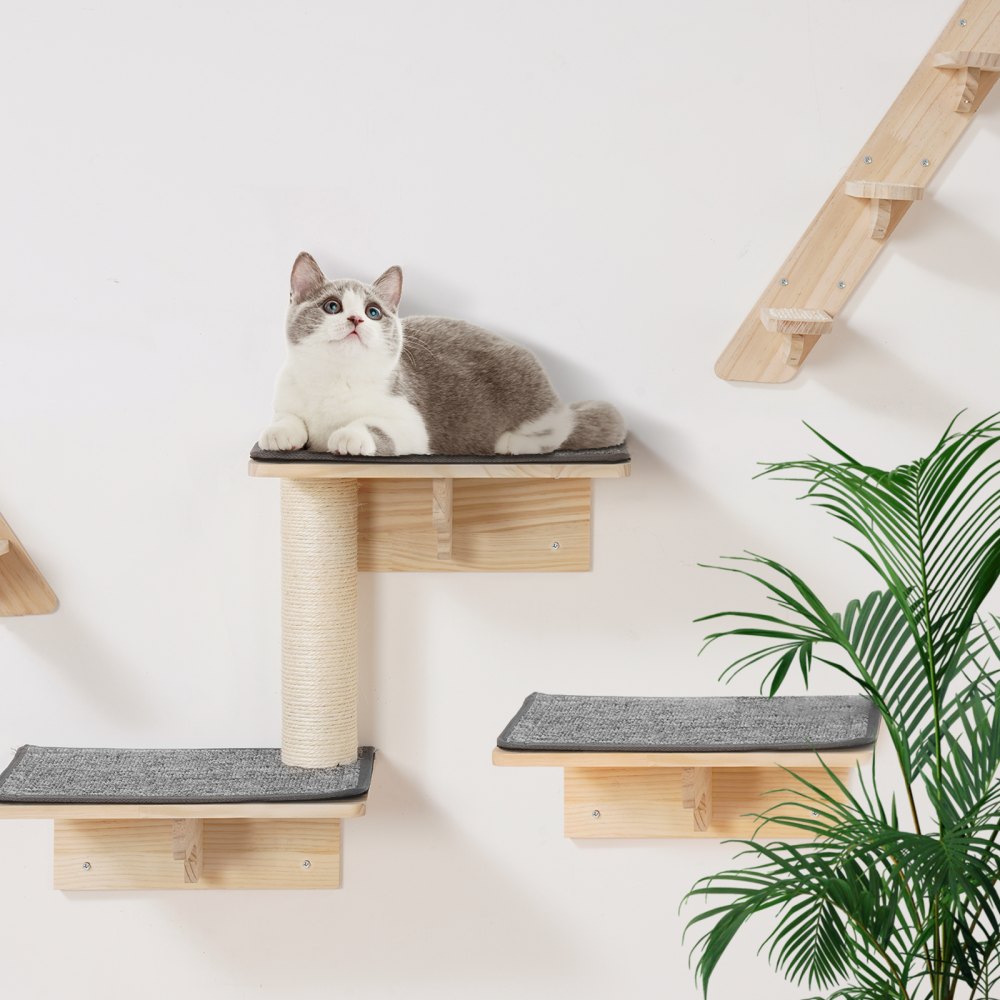 VEVOR Wall Mounted Cat Shelves, Cat Wall Shelves and Perches with Jumping Boards, Cat Beds, Hammocks & Cat Tree, Cat Furniture and Shelves up to 40 lbs for Sleeping, Playing, Climbing, Set of 9