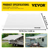 VEVOR RV Awning Fabric Replacement, 14 ft, 15oz Vinyl Waterproof Sun Shade, Outdoor Canopy RV Replacement Fabric for Camper, Trailer, and Motor Home Awnings, Fabric Size 13 ft 2 inWhite