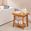 VEVOR Teak Shower Bench, 20 x 14.3 x 17.9 in, Waterproof Wood Shower Stool with Storage Shelf Non-Slip Foot Pads, 400 lbs Maximum Load Capacity Shower Chair Seat, for Bathroom Indoor and Outdoor Use