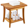 VEVOR Teak Shower Bench, 20 x 14.3 x 17.9 in, Waterproof Wood Shower Stool with Storage Shelf Non-Slip Foot Pads, 400 lbs Maximum Load Capacity Shower Chair Seat, for Bathroom Indoor and Outdoor Use