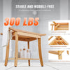 VEVOR Bamboo Shower Bench, 24 x 13.8 x 18.9 in, Waterproof Shower Stool Chair with Storage Shelf Handle, 300 lbs Load Capacity Spa Bath Seat Organizer, for Adults Seniors Women Elderly Indoor Outdoor