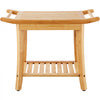 VEVOR Bamboo Shower Bench, 24 x 13.8 x 18.9 in, Waterproof Shower Stool Chair with Storage Shelf Handle, 300 lbs Load Capacity Spa Bath Seat Organizer, for Adults Seniors Women Elderly Indoor Outdoor