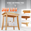 VEVOR Bamboo Shower Bench, 19.1 x 11.3 x 18.3 in, Waterproof Shower Stool Chair with Storage Shelf, 330lbs Load Capacity Spa Bath Seat Organizer, for Adults Seniors Women Elderly Indoor Outdoor
