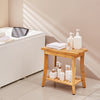 VEVOR Bamboo Shower Bench, 19.1 x 11.3 x 18.3 in, Waterproof Shower Stool Chair with Storage Shelf, 330lbs Load Capacity Spa Bath Seat Organizer, for Adults Seniors Women Elderly Indoor Outdoor