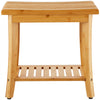 VEVOR Bamboo Shower Bench, 19.1 x 11.3 x 18.3 in, Waterproof Shower Stool Chair with Storage Shelf, 330lbs Load Capacity Spa Bath Seat Organizer, for Adults Seniors Women Elderly Indoor Outdoor