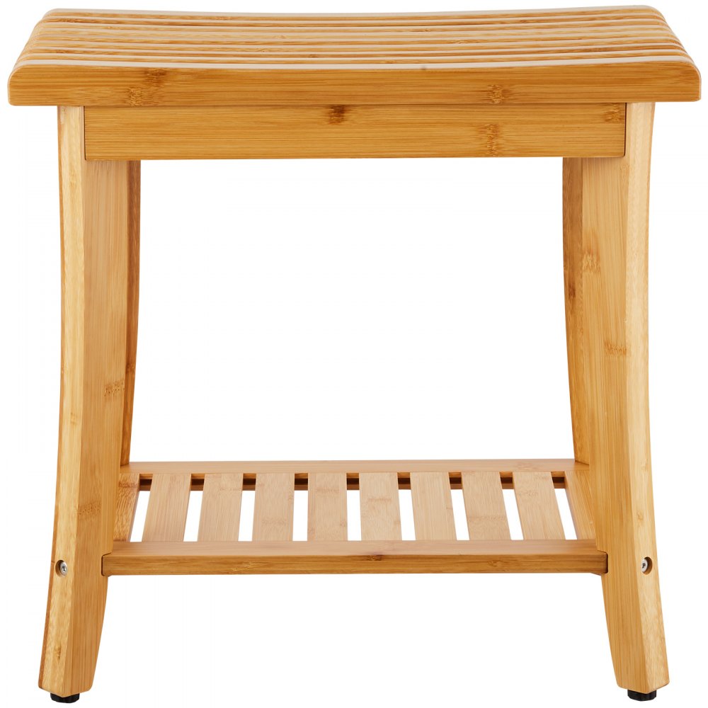 VEVOR Bamboo Shower Bench, 19.1 x 11.3 x 18.3 in, Waterproof Shower Stool Chair with Storage Shelf, 330lbs Load Capacity Spa Bath Seat Organizer, for Adults Seniors Women Elderly Indoor Outdoor