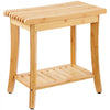 VEVOR Bamboo Shower Bench, 19.1 x 11.3 x 18.3 in, Waterproof Shower Stool Chair with Storage Shelf, 330lbs Load Capacity Spa Bath Seat Organizer, for Adults Seniors Women Elderly Indoor Outdoor