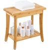 VEVOR Bamboo Shower Bench, 19.1 x 11.3 x 18.3 in, Waterproof Shower Stool Chair with Storage Shelf, 330lbs Load Capacity Spa Bath Seat Organizer, for Adults Seniors Women Elderly Indoor Outdoor
