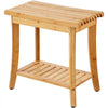 VEVOR Bamboo Shower Bench, 19.1 x 11.3 x 18.3 in, Waterproof Shower Stool Chair with Storage Shelf, 330lbs Load Capacity Spa Bath Seat Organizer, for Adults Seniors Women Elderly Indoor Outdoor