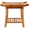 VEVOR Teak Shower Bench, 22 x 14.4 x 18.5 in, Waterproof Wood Shower Stool with Storage Shelf Handle Non-Slip Feet, 300 lbs Maximum Load Capacity Shower Chair Seat, for Bathroom Indoor and Outdoor Use