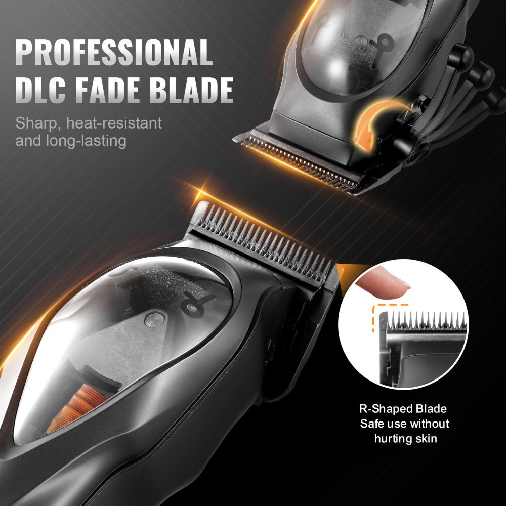 VEVOR Hair Clipper for Men with Magnetic Motor 10000RPM, Cordless Barber Clipper with DLC Fade Blade, Men's Hair Cutting Grooming Kit with 8 Guide Combs for Home Barber, Ideal Gift for Man