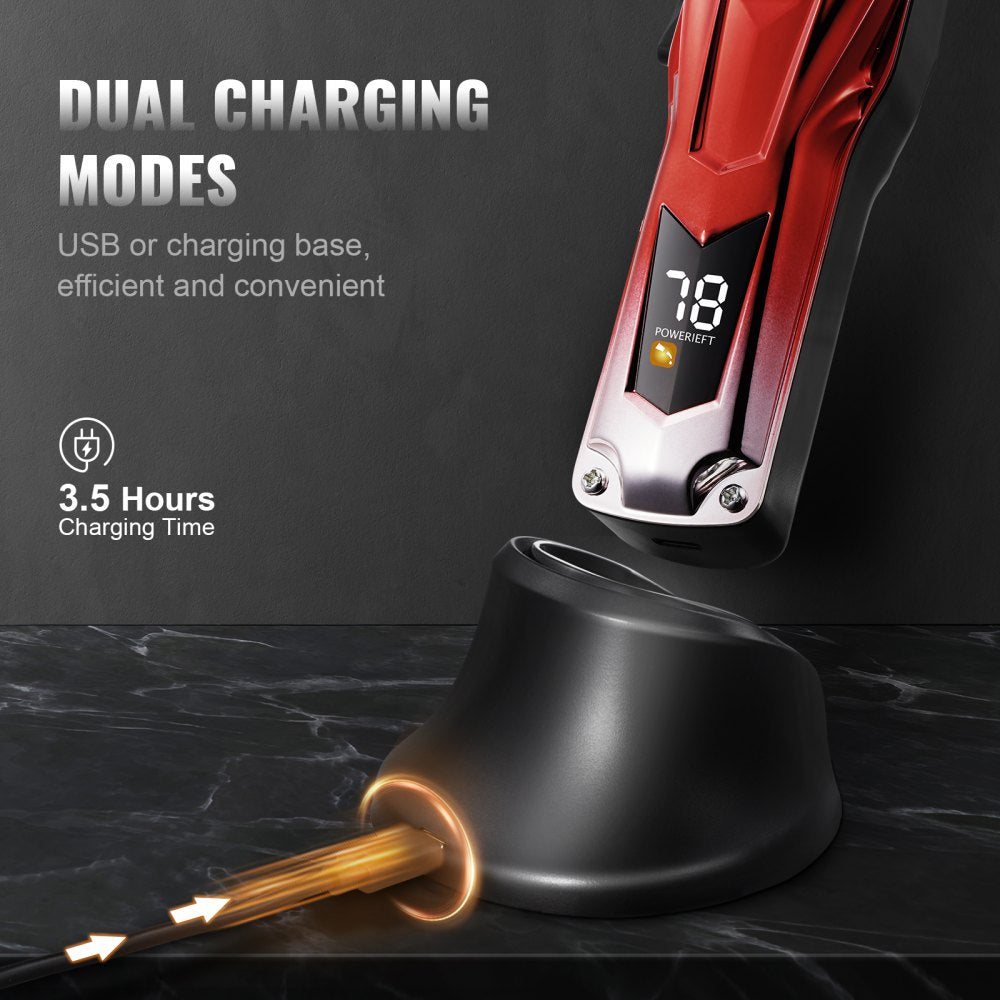 VEVOR Professional Hair Clipper for Men, Cordless Barber Clipper with 6800RPM Brushless Motor & LED Display, Men's Hair Cutting Grooming Kit with 8 Guide Combs for Home Barber, Ideal Gift for Husband