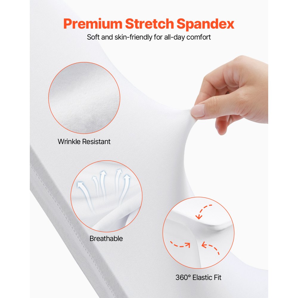 VEVOR Stretch Spandex Folding Chair Covers, Universal Fitted Chair Cover, Removable Washable Protective Slipcovers, for Wedding, Holiday, Banquet, Party, Celebration, Dining (12PCS White)