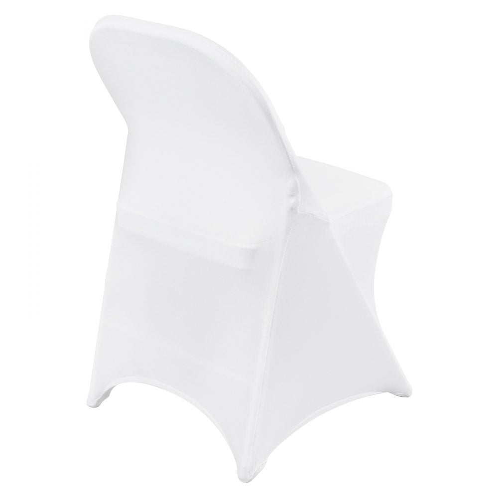 VEVOR Stretch Spandex Folding Chair Covers, Universal Fitted Chair Cover, Removable Washable Protective Slipcovers, for Wedding, Holiday, Banquet, Party, Celebration, Dining (12PCS White)