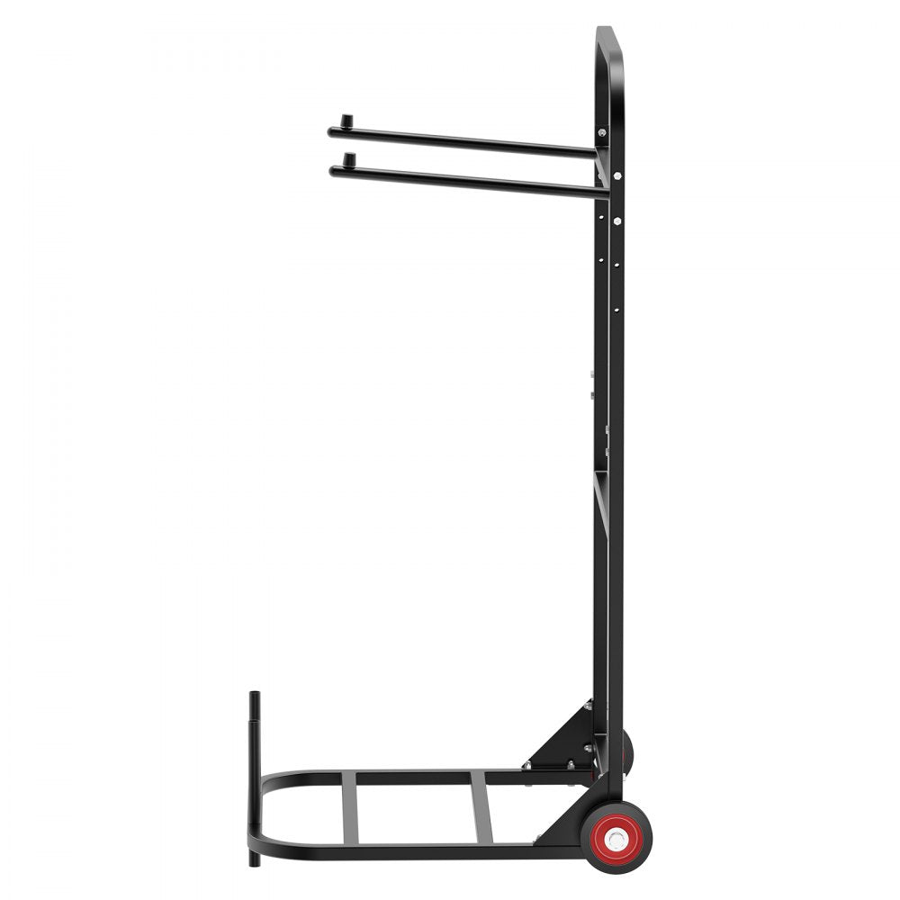 VEVOR Folding Chair Rack, 100 LBS Capacity, Heavy-duty Chair Cart for Hanging 10 Chairs, Multi-Function Metal Chair Storage Dolly with Rubber Wheels, Push-Style Chair Holder, Matte Black