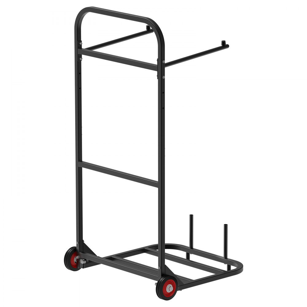 VEVOR Folding Chair Rack, 100 LBS Capacity, Heavy-duty Chair Cart for Hanging 10 Chairs, Multi-Function Metal Chair Storage Dolly with Rubber Wheels, Push-Style Chair Holder, Matte Black
