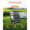 VEVOR Folding Chair Rack, 300 LBS Capacity, L-shape Vertical Placement Chair Cart for 25 Chairs, Heavy-duty Metal Chair Storage Dolly with Rubber Wheels, Multi-Function Chair Holder, Matte Black