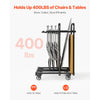 VEVOR Folding Chair Rack, 400 LBS Capacity, Heavy-duty Chair Cart for 5 Tables+14 Chairs, Chair Storage Dolly Chair Holder w/ Swivel Casters and Locking Wheels,for Party Event,Hotel, Matte Black