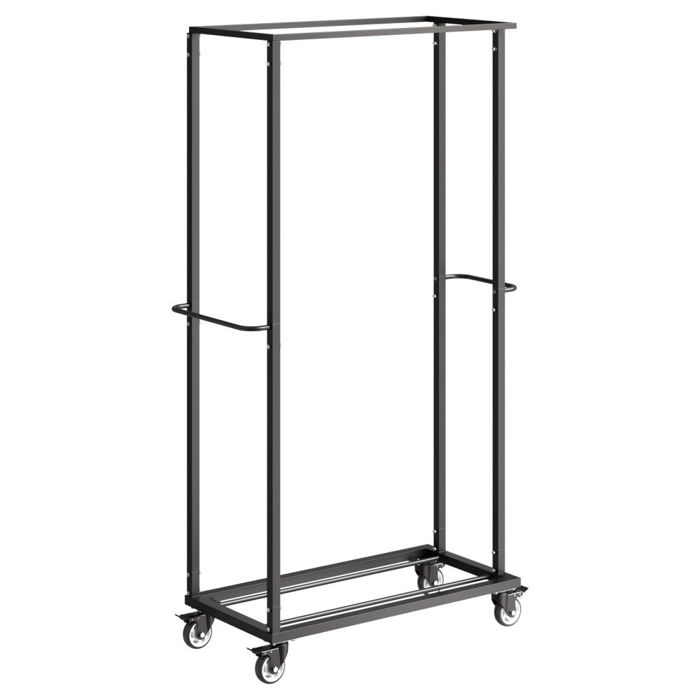 VEVOR Folding Chair Rack, 500 LBS Capacity, Heavy-duty Chair Cart for 60 Chairs, Metal Chair Storage Dolly Chair Holder with Swivel Casters and Locking Wheels, for Party Event,Hotel,Matte Black