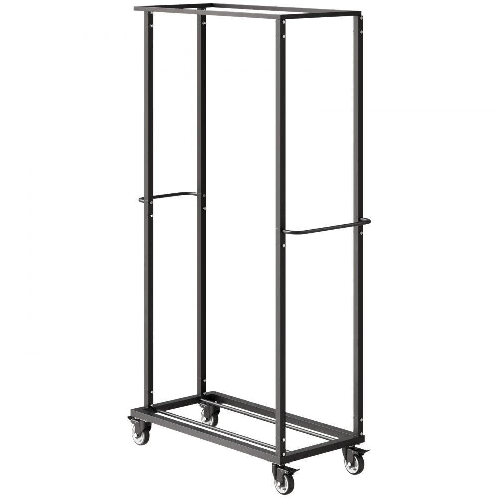 VEVOR Folding Chair Rack, 500 LBS Capacity, Heavy-duty Chair Cart for 60 Chairs, Metal Chair Storage Dolly Chair Holder with Swivel Casters and Locking Wheels, for Party Event,Hotel,Matte Black