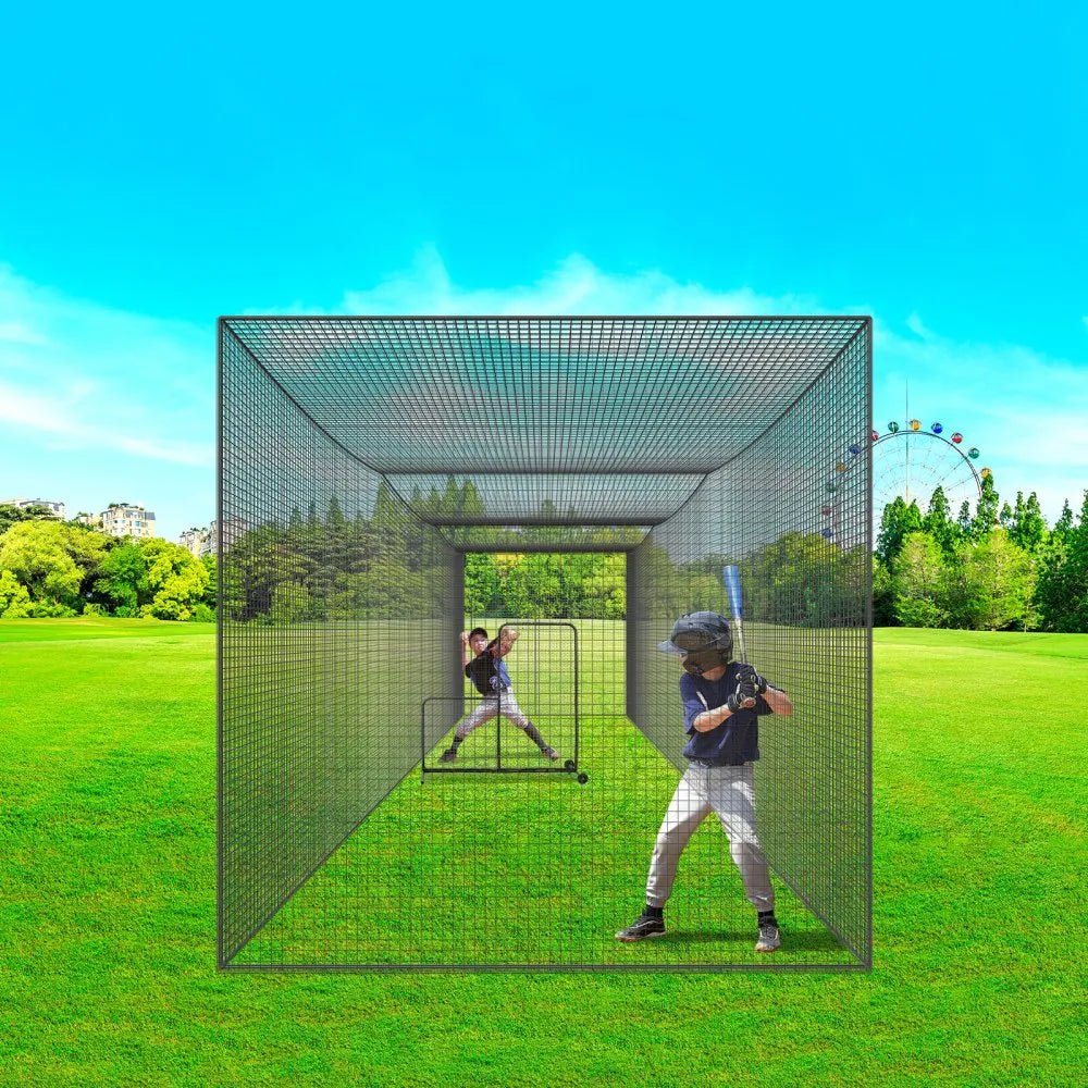 VEVOR Baseball Batting Netting, Professional Softball Baseball Batting Hitting Training Net, Practice Portable Pitching Cage Net with Door & Carry Bag, Heavy Duty Enclosed PE Netting, 35FT (NET ONLY)
