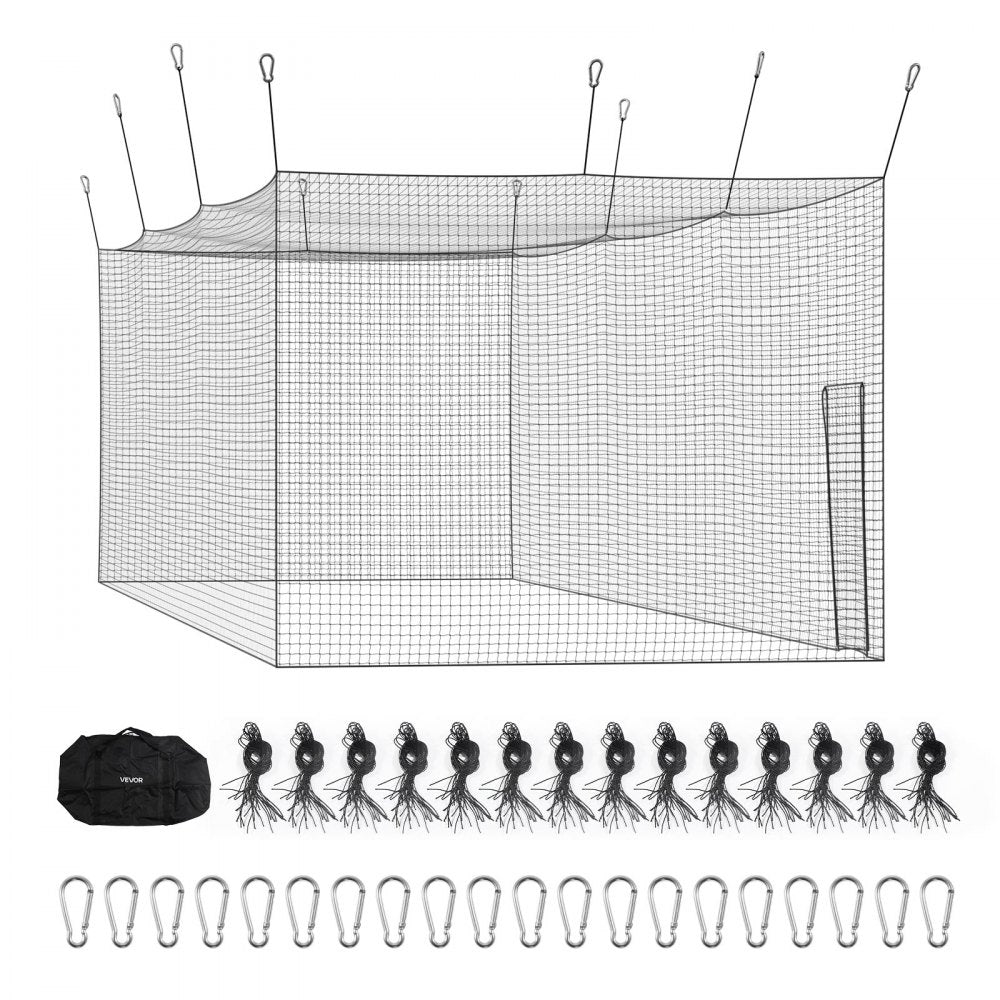VEVOR Baseball Batting Cage, 41.7 x 12.8 x 10.1 FT Freestanding Portable Batting Cage, Hitting Cages with 30-Ply Knotted HDPE & Carabiner Hooks, Battings Cages Netting for Indoor, Outdoor (NET ONLY)