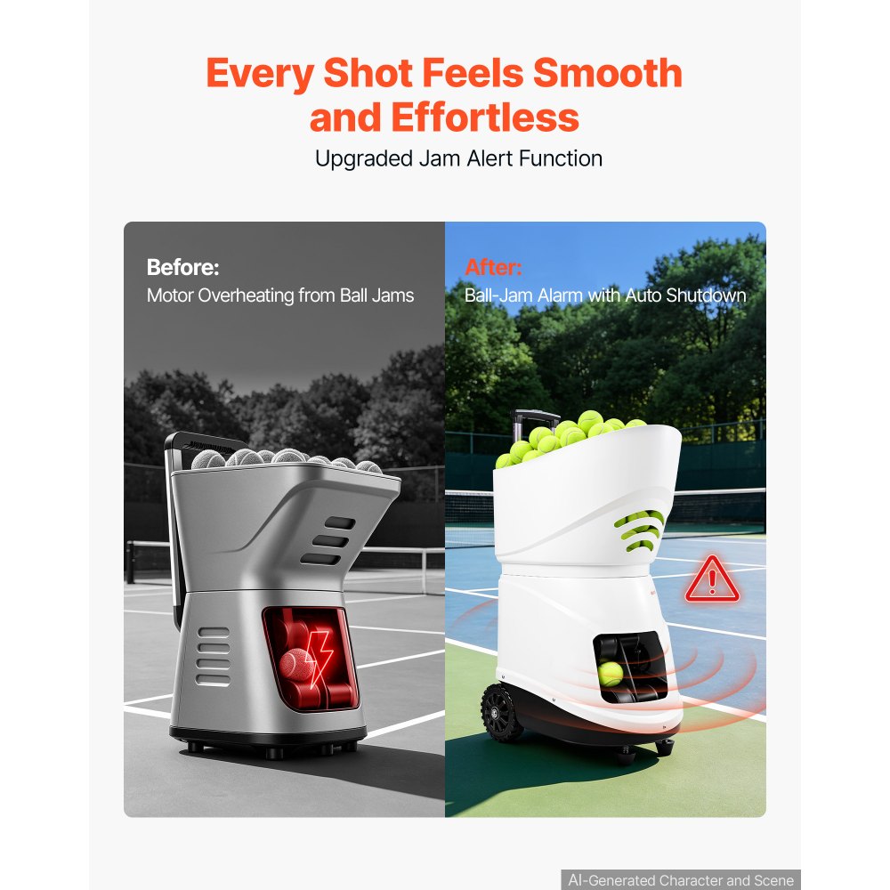 VEVOR Tennis Ball Machine,2H Runtimeand150 Ball Capacity Auto Ball Launcher, for Beginners and Pro Practice Training, with App Remote Control, Spin Control, 2 Training Modes, and Speeds up to 80MPH