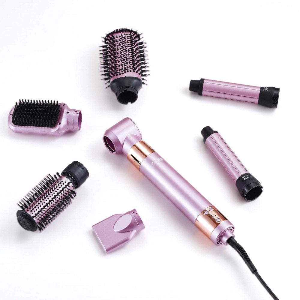 VEVOR Hair Styler and Dryer Brush, 6-in-1 Multi Air Styler, 110,000RPM High-Speed Ionic Blow Dryer Brush with Brushless Motor, 2 Auto-Wrap Curlers, 3 Brush & 2 Nozzles, Styling Tool for All Hair Type
