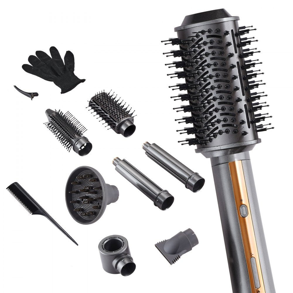 VEVOR Hair Styler and Dryer Brush, 7-in-1 Professional Multi Styler, 110,000RPM High-Speed Hot Air Styler with Brushless Motor, 2 Auto-Wrap Curlers, 3 Brushes & 3 Nozzles, Ionic Blow Dryer for Styling
