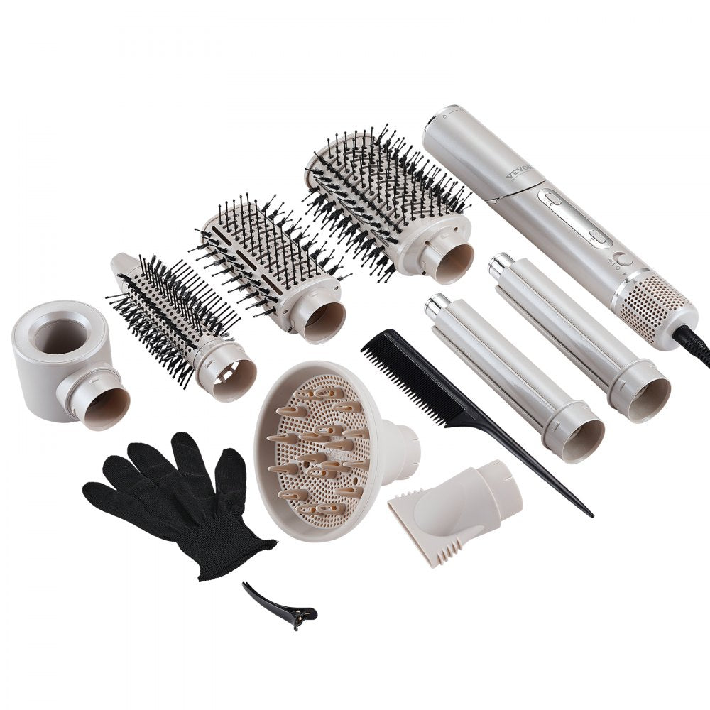 VEVOR Hair Styler Dryer Brush, 7-in-1 Professional Multi Styler, 110,000RPM High-Speed Hot Air Styler with Brushless Motor, 2 Auto-Wrap Curler, 3 Brushes & 3 Nozzle, 90° Folding Design for Fast Drying