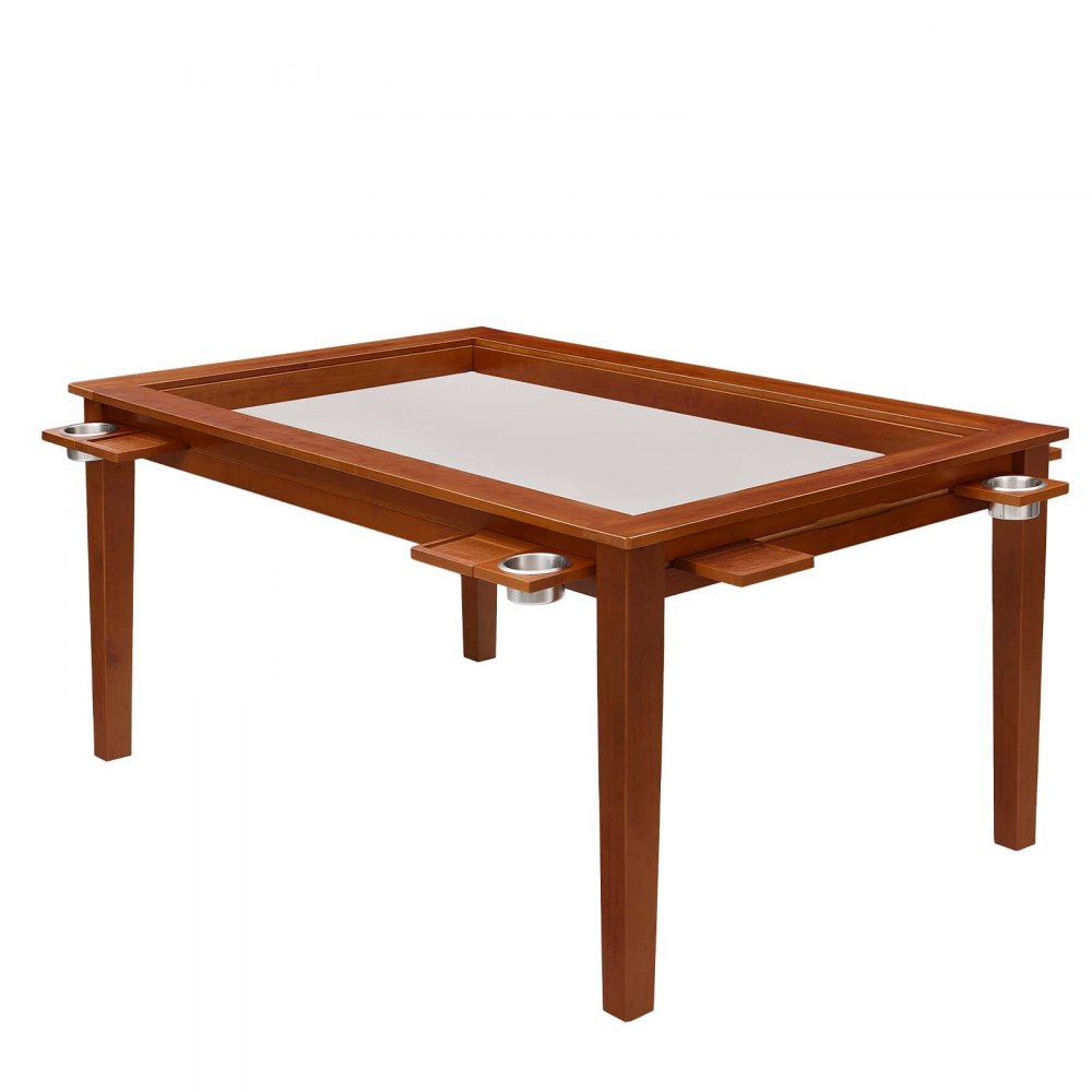 VEVOR Board Game Table 2-in-1 Gaming and Dining Table 63 x 39.4 x 30 in, Roomy for 6 Players, with Removable Tabletop, Leather Gaming Mat, 6 Cup Holders & Sliding Trays, 440LBS Solid Wood Support