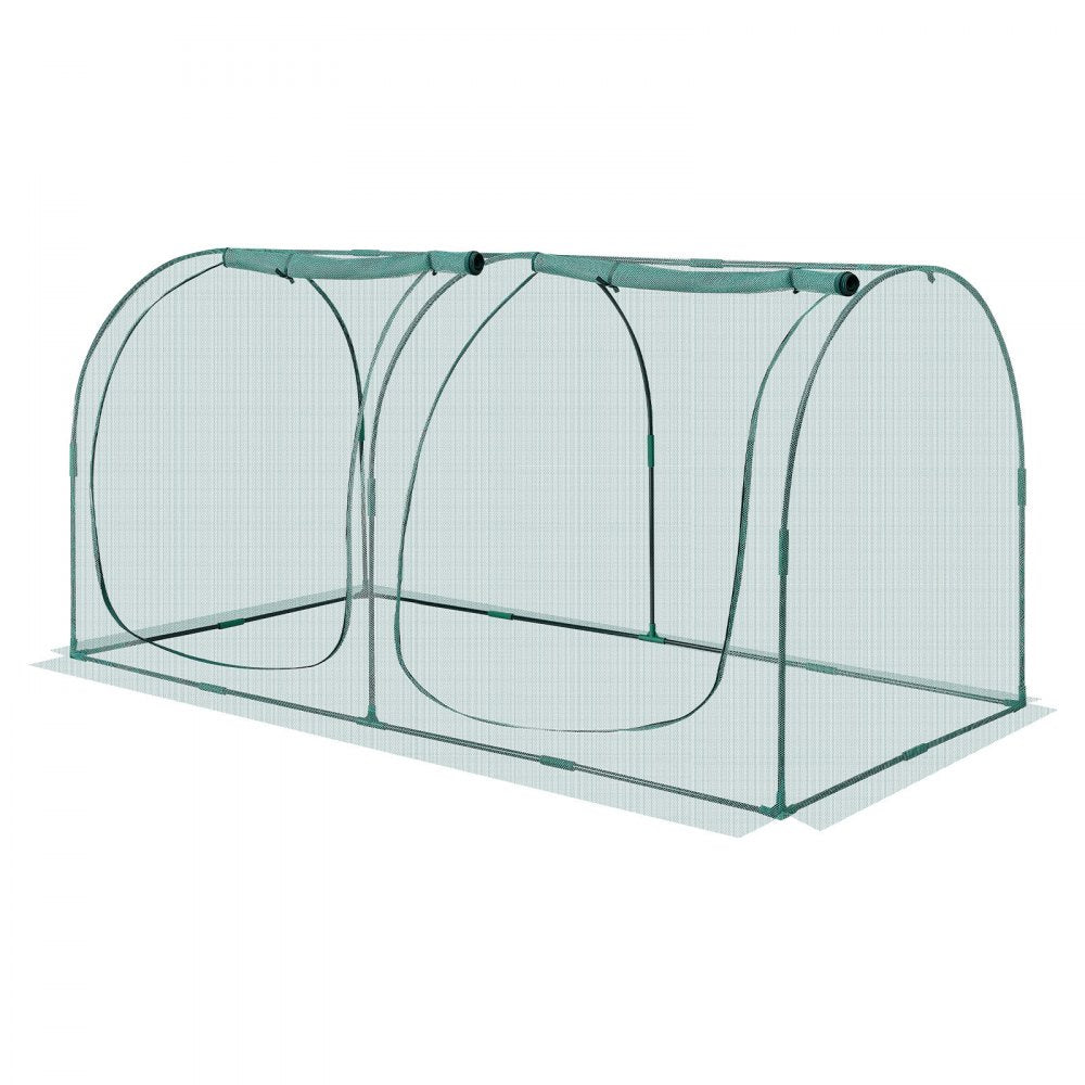 VEVOR Crop Cage, 8.1 x 3.9 x 3.9 ft Plant Protection Tent with Zippered Door, Wind-Resistant Tall Crop Cage, Easy to Install, Outdoor Raised Bed Cover with Frame, Plant Netting for Garden Patio Lawn