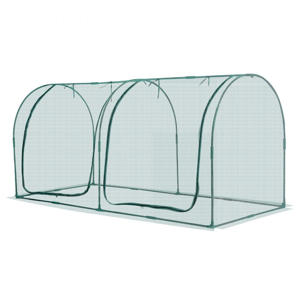 VEVOR Crop Cage, 8.1 x 3.9 x 3.9 ft Plant Protection Tent with Zippered Door, Wind-Resistant Tall Crop Cage, Easy to Install, Outdoor Raised Bed Cover with Frame, Plant Netting for Garden Patio Lawn