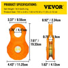 VEVOR Snatch Block, 11T/25,000 LBS Working Load Limit, Heavy Duty Winch Pulley for 0.55\"/14 mm Synthetic Rope or Soft Shackles, Off-Road Recovery Accessories for Tractor, Truck, ATV & UTV, 2 Packs