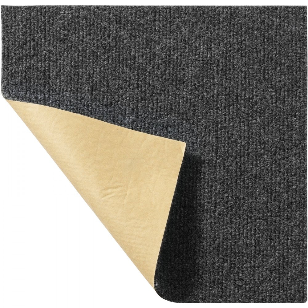 VEVOR Carpet Tiles Peel and Stick, 12” x 12” Squares Self Adhesive Carpet Floor Tile, Soft Padded Carpet Tiles, Easy Install DIY for Bedroom Living Room Indoor Outdoor (12 Tiles, Dark Gray)