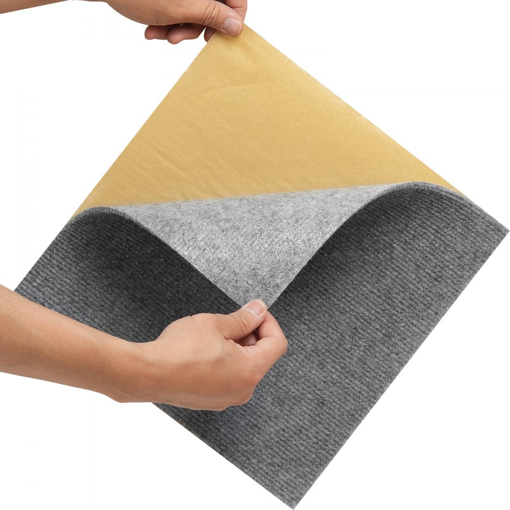 VEVOR Carpet Tiles Peel and Stick, 12” x 12” Squares Self Adhesive Carpet Floor Tile, Soft Padded Carpet Tiles, Easy Install DIY for Bedroom Living Room Indoor Outdoor (12 Tiles, Light Gray)