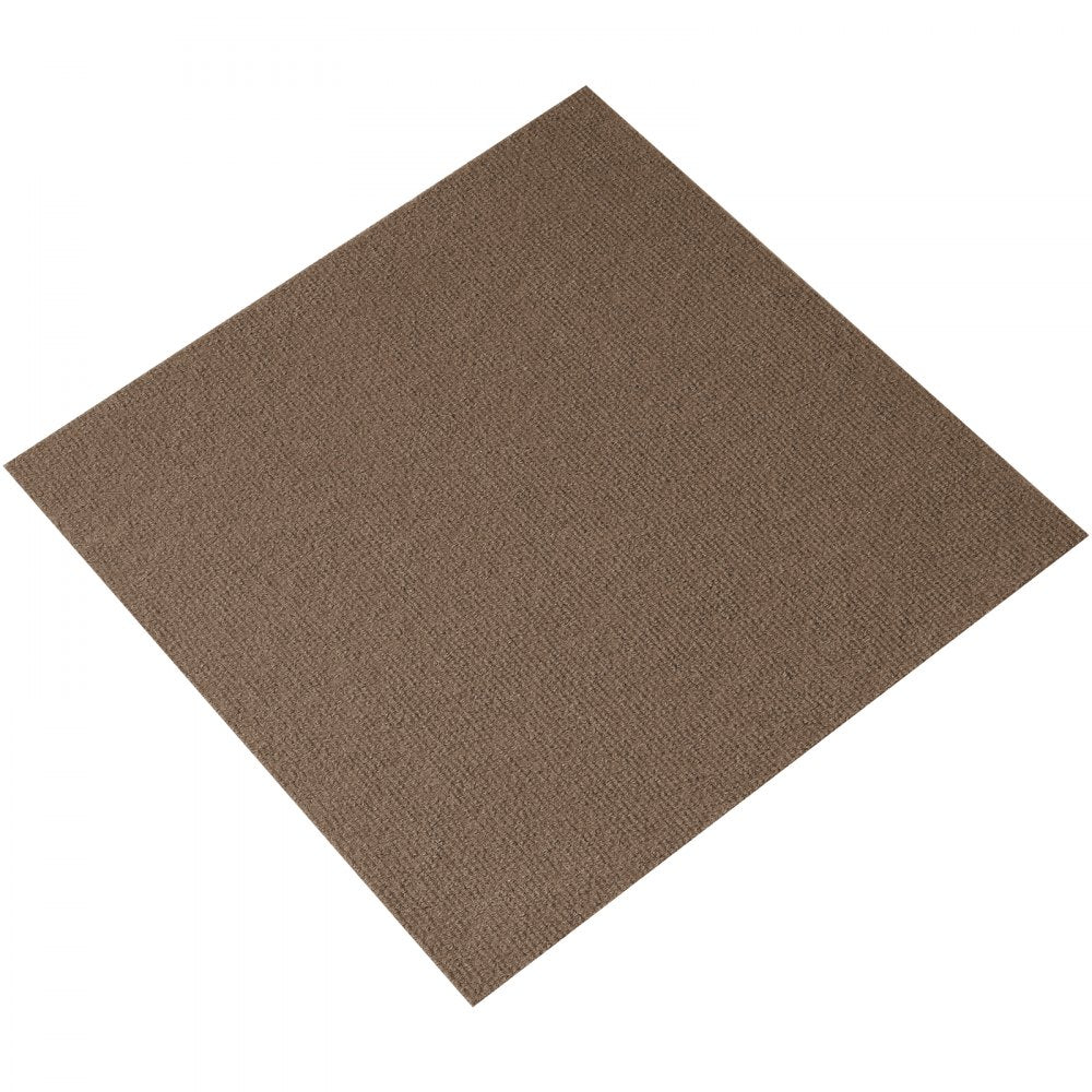 VEVOR Carpet Tiles Peel and Stick, 18” x 18” Squares Self Adhesive Carpet Floor Tile, Soft Padded Carpet Tiles, Easy Install DIY for Bedroom Living Room Indoor Outdoor (10 Tiles, Dark Brown)