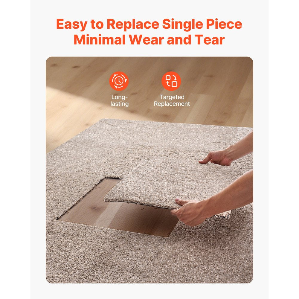VEVOR Carpet Tiles 18x18 inch, 10 Pack Carpet Square Rug Detachable & Damage-free, Self Adhesive Home Floor Soft Plush Padded for 22.5sq.ft Coverage, Easy DIY for Living Room & Bedroom, Light Brown