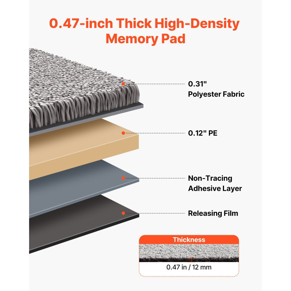 VEVOR Carpet Tiles 18x18 inch, 10 Pack Carpet Square Rug Detachable & Damage-free, Self Adhesive Home Floor Soft Plush Padded for 22.5sq.ft Coverage, Easy DIY for Living Room & Bedroom, Dark Brown