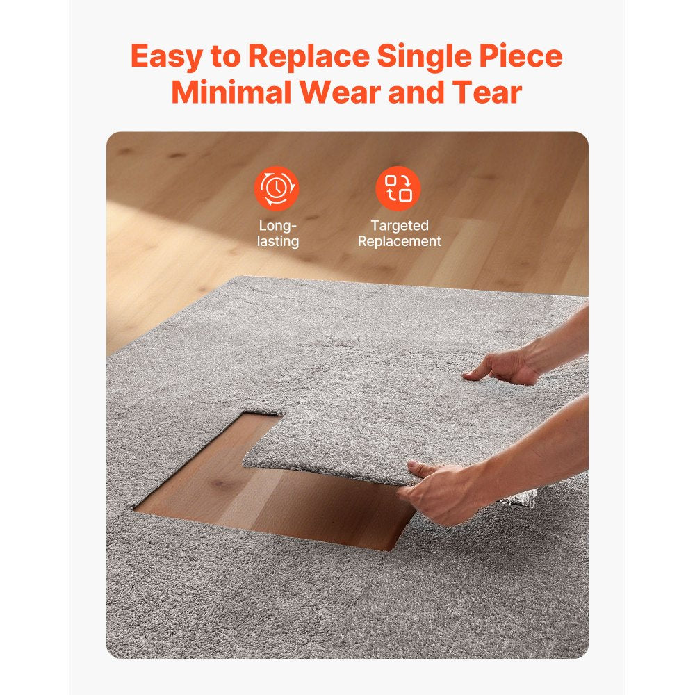 VEVOR Carpet Tiles 18x18 inch, 10 Pack Carpet Square Rug Detachable & Damage-free, Self Adhesive Home Floor Soft Plush Padded for 22.5sq.ft Coverage, Easy DIY for Living Room & Bedroom, Dark Brown
