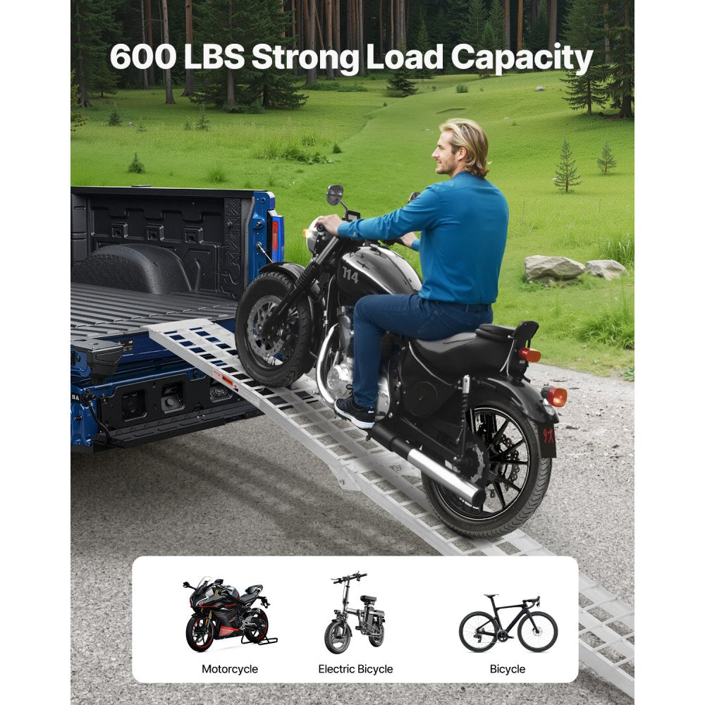 VEVOR Aluminum Ramps, 600 lbs, 1Pcs Heavy-duty Ramps with Wider Ramp Surface, Universal Stable Loading Ramp with Handles, Fit for Motorcycle, Electric Bicycle, Bicycle, etc.