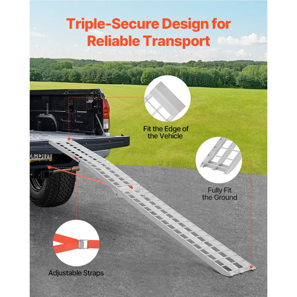 VEVOR Aluminum Ramps, 600 lbs, 1Pcs Heavy-duty Ramps with Wider Ramp Surface, Universal Stable Loading Ramp with Handles, Fit for Motorcycle, Electric Bicycle, Bicycle, etc.
